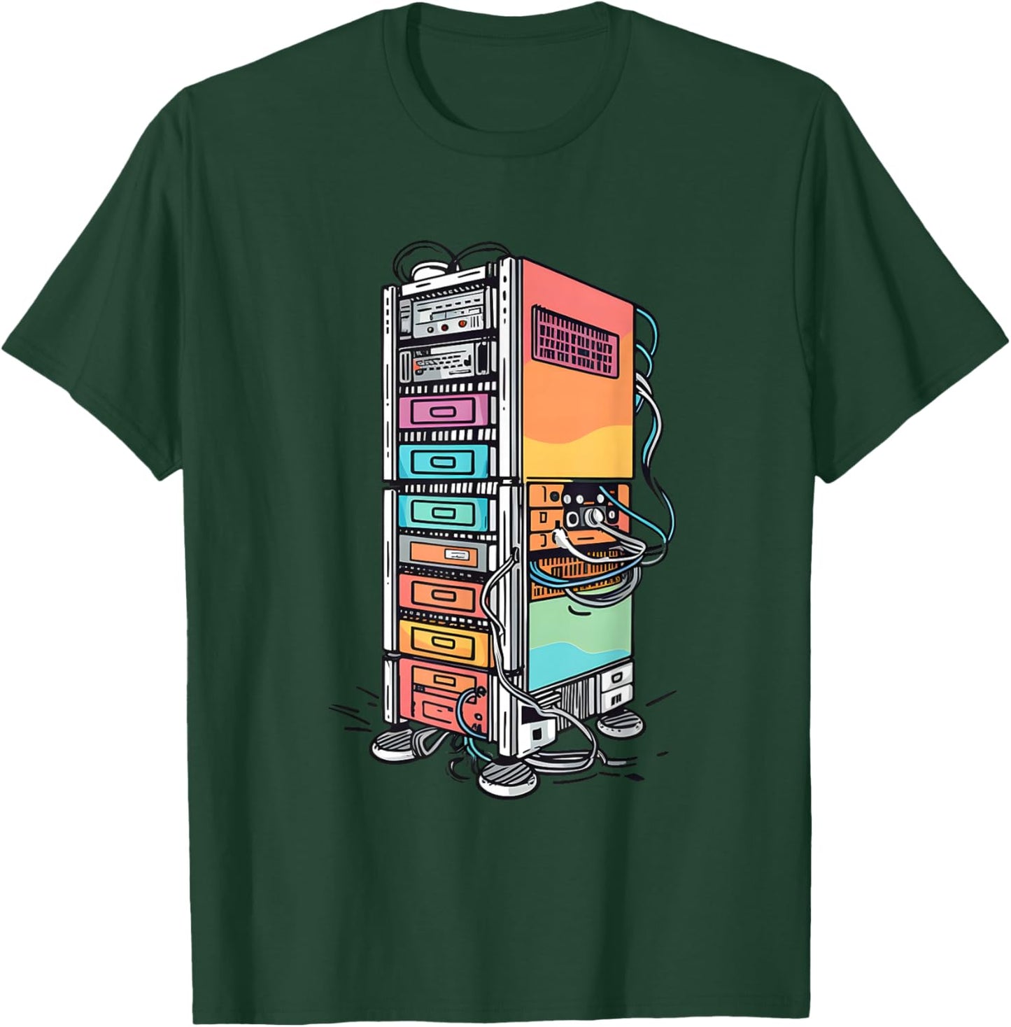 Computer Server Network Rack Homelab Sysadmin Engineer T-Shirt - T-Shirt | Forest