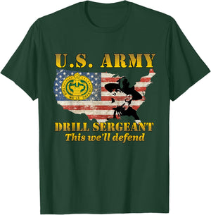 Us Army Drill Sergeant Military Drill American Flag Gifts Men T-Shirt - T-Shirt | Forest