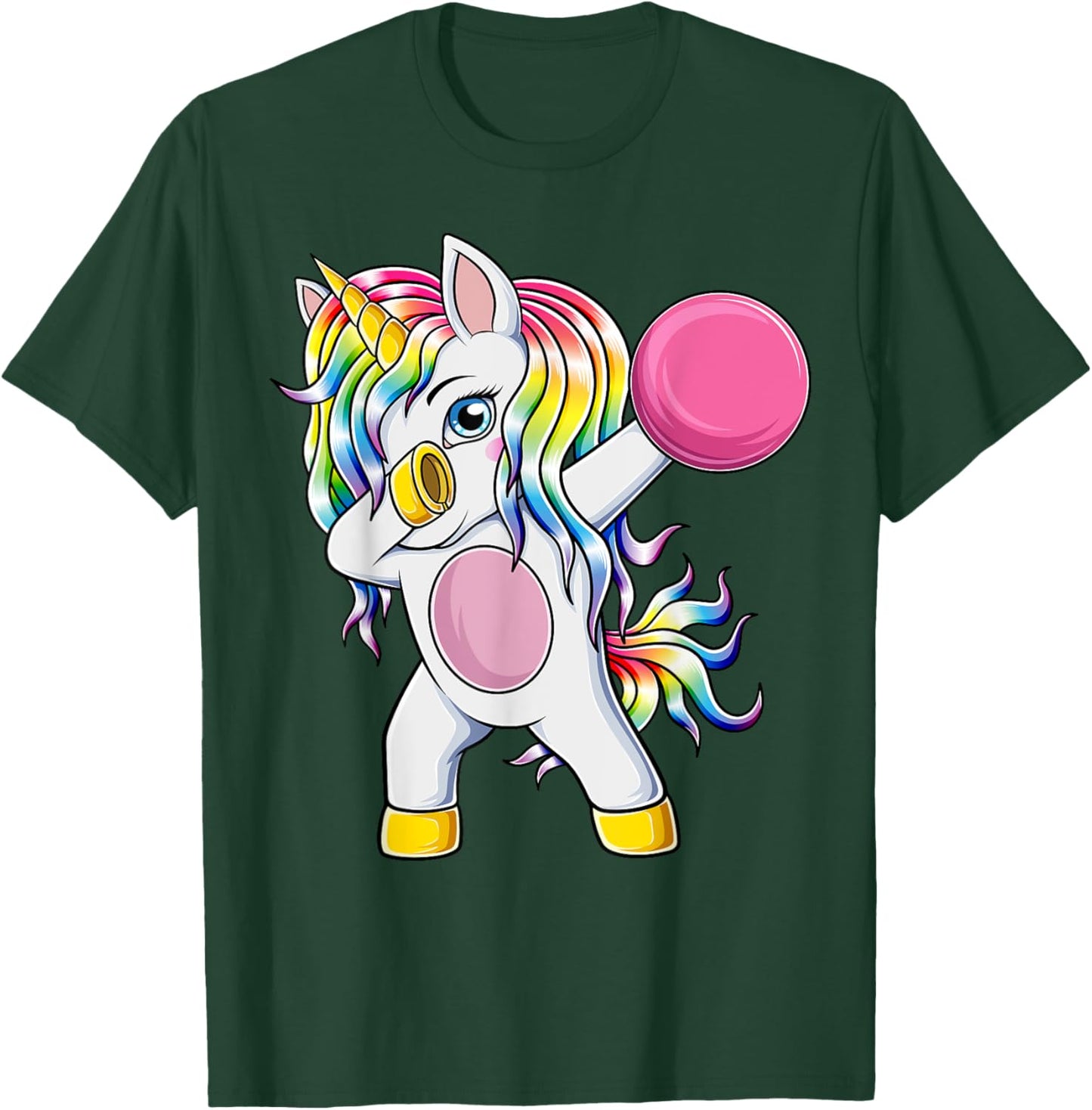 Cute Bowling Unicorn Dab Dance Dabbing Bowler Girls Kids T-Shirt - T-Shirt | Forest