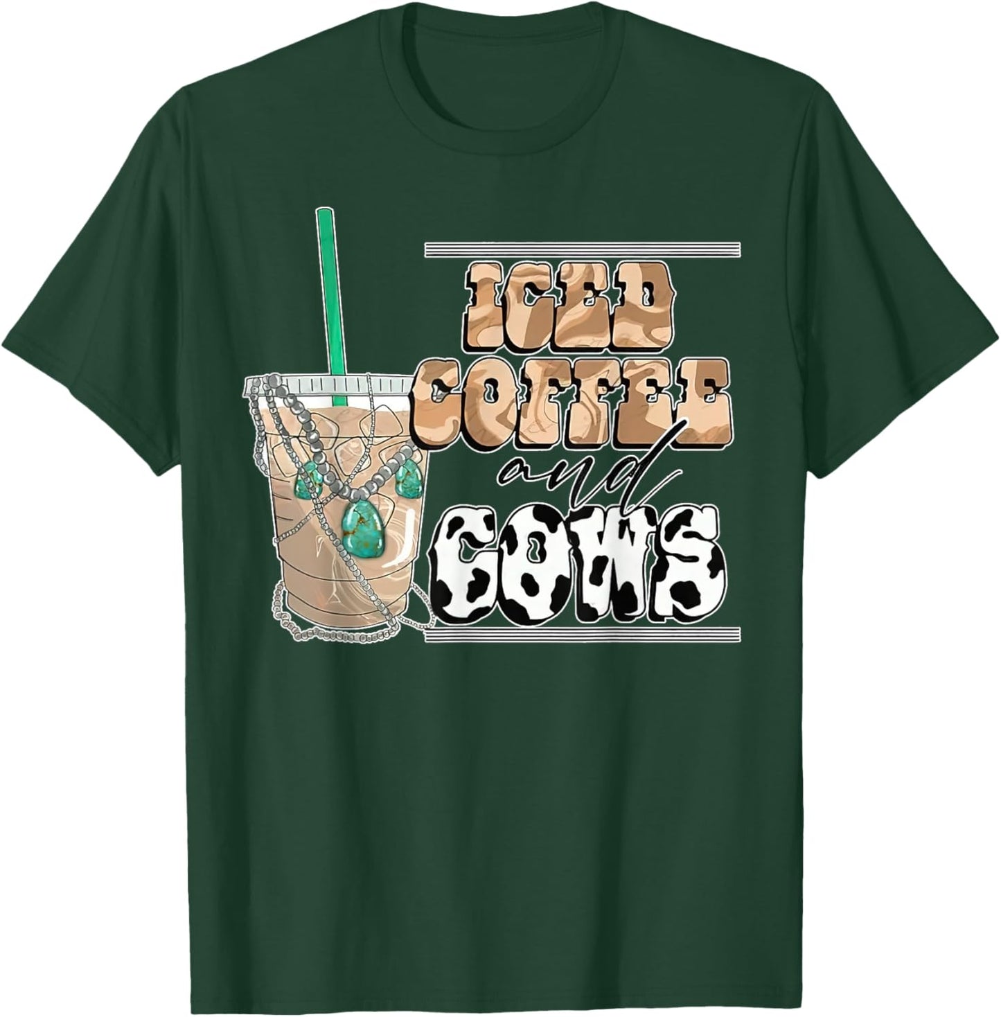 Funny Iced Coffee And Cows Shirt For Coffee & Cow Lover T-Shirt - T-Shirt | Forest