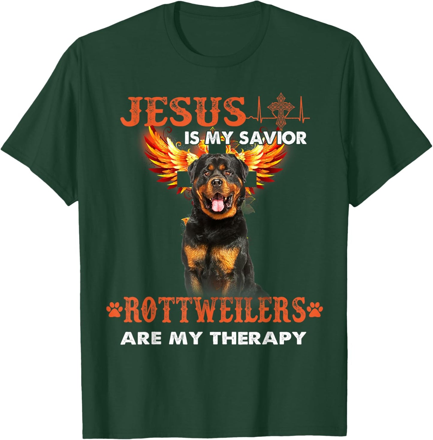 Jesus Is My Savior Rottweilers Are My Therapy Christian T-Shirt - T-Shirt | Forest