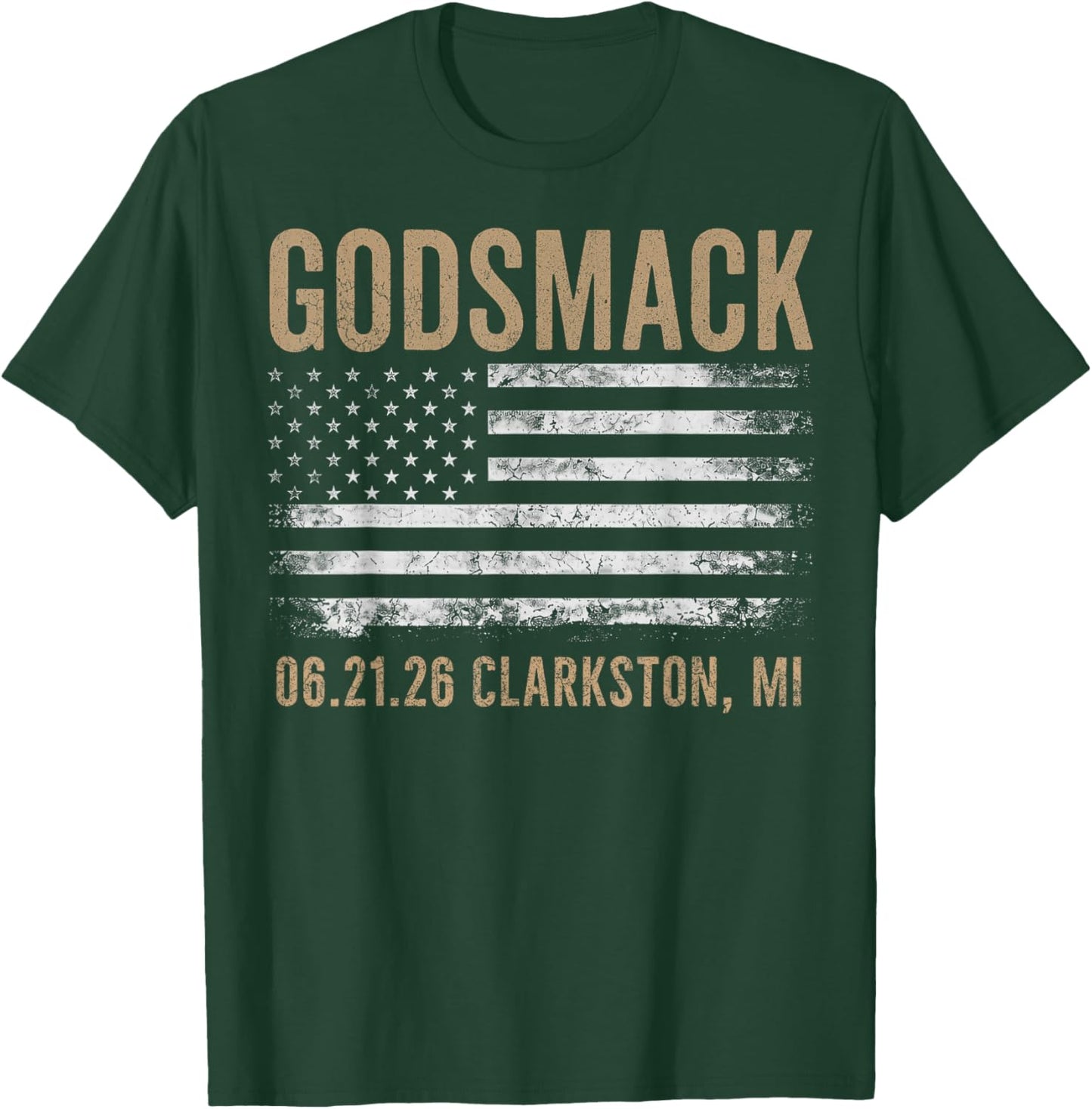 Godsmack The Rise of Rock 2026 Clarkston T-Shirt - T-Shirt | Forest
