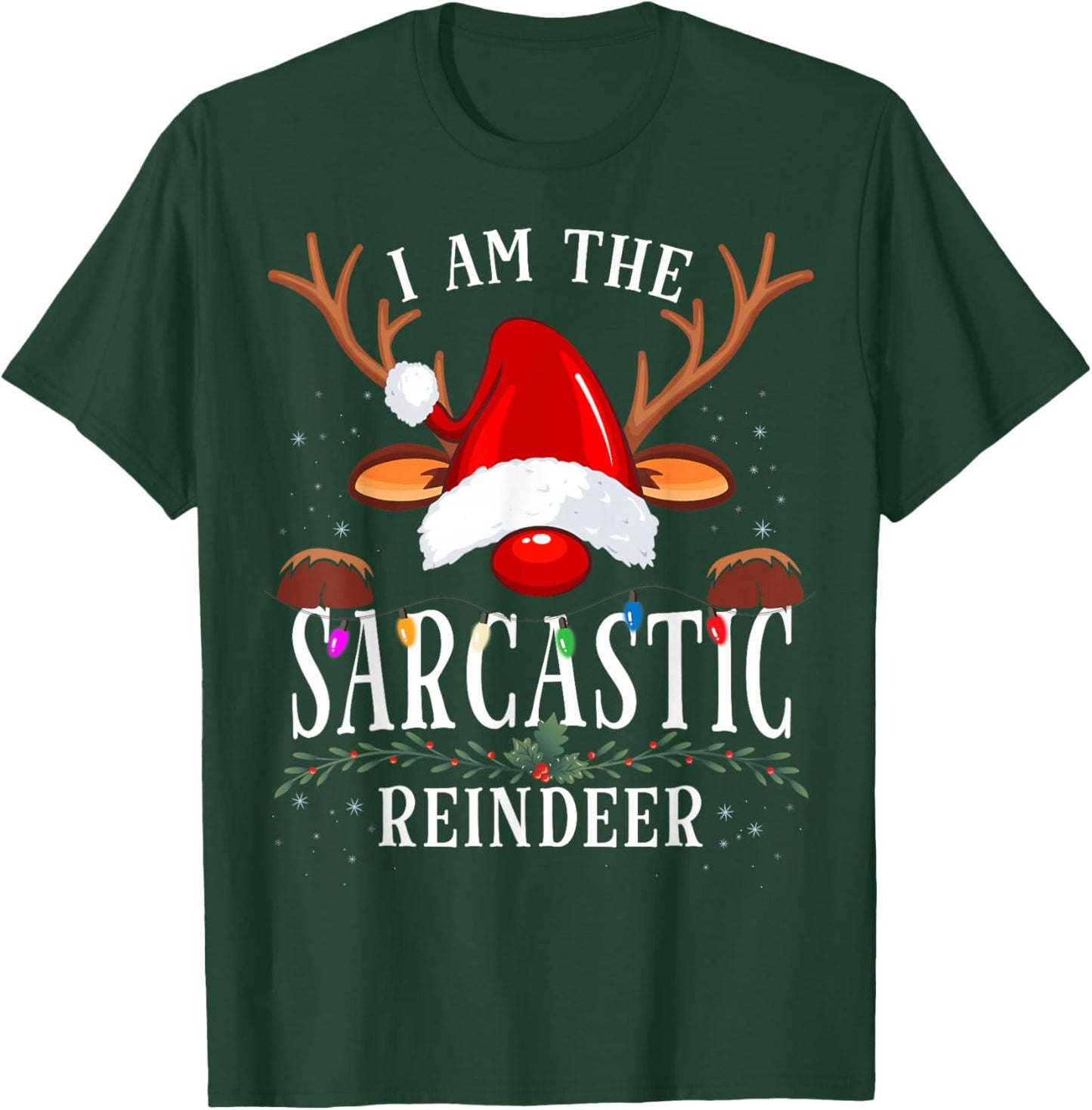 99 Gifts I Am The Sarcastic Reindeer -Adults Black Cotton Polyester Christmas Holiday Reindeer T-Shirt - T-Shirt | Forest