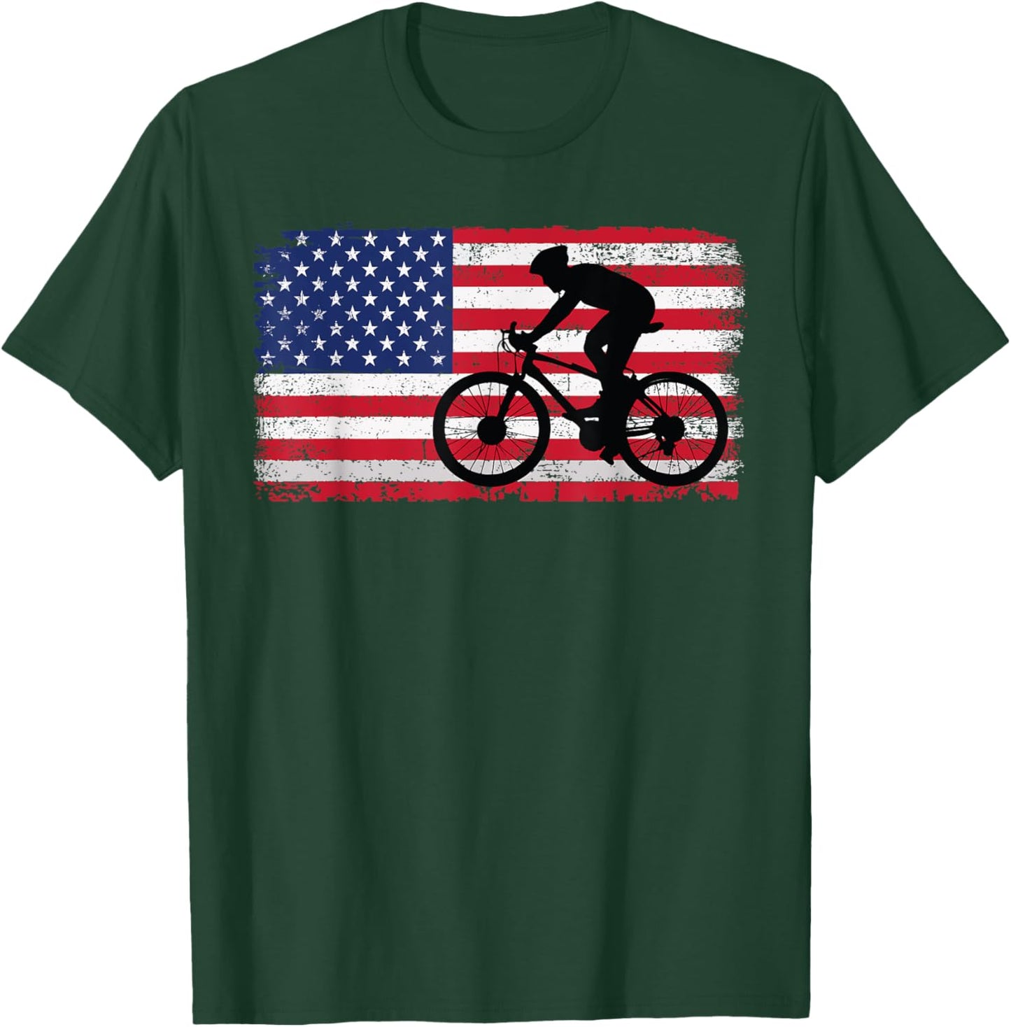 Cycling Road Usa Flag Design Women Bicycle, Cycling T-Shirt - T-Shirt | Forest