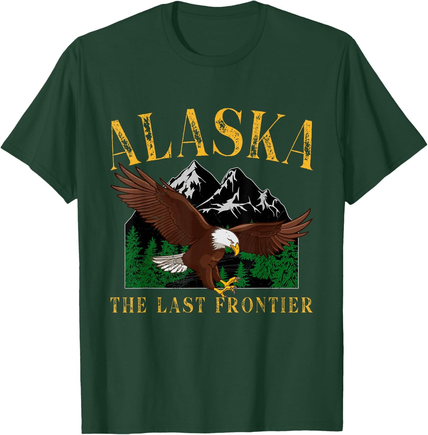 Vintage Alaska Mountain The Last Frontier Eagle Alaska Lover T-Shirt - T-Shirt | Forest