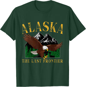 Vintage Alaska Mountain The Last Frontier Eagle Alaska Lover T-Shirt - T-Shirt | Forest