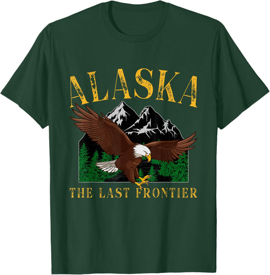 Vintage Alaska Mountain The Last Frontier Eagle Alaska Lover T-Shirt - T-Shirt | Forest