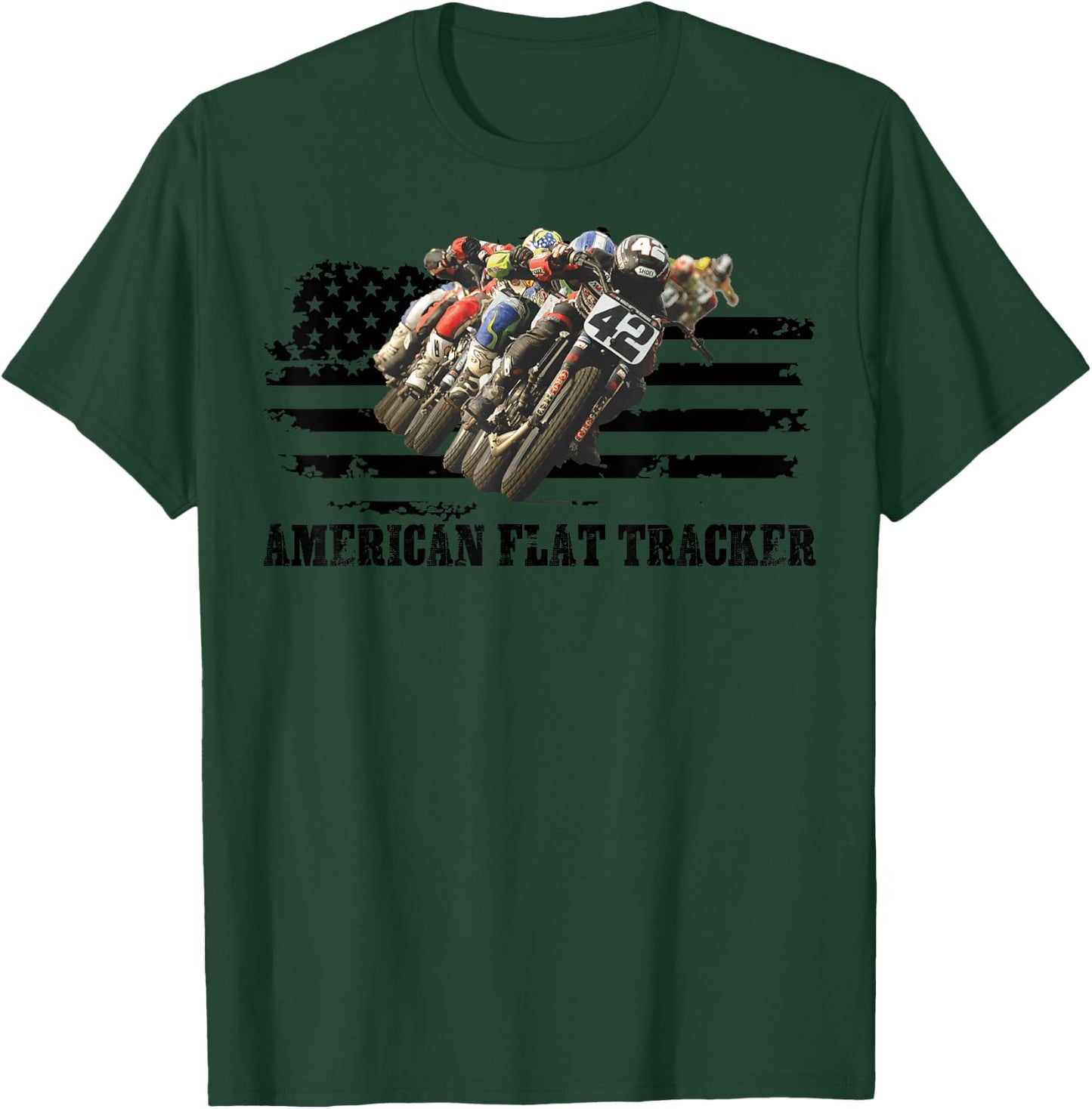 American Flat Tracker Men Women Adults Teens Boys Girls T-Shirt - T-Shirt | Forest