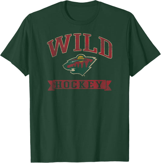 Minnesota Wild Vintage Hockey Black Officially Licensed T-Shirt - T-Shirt | Forest