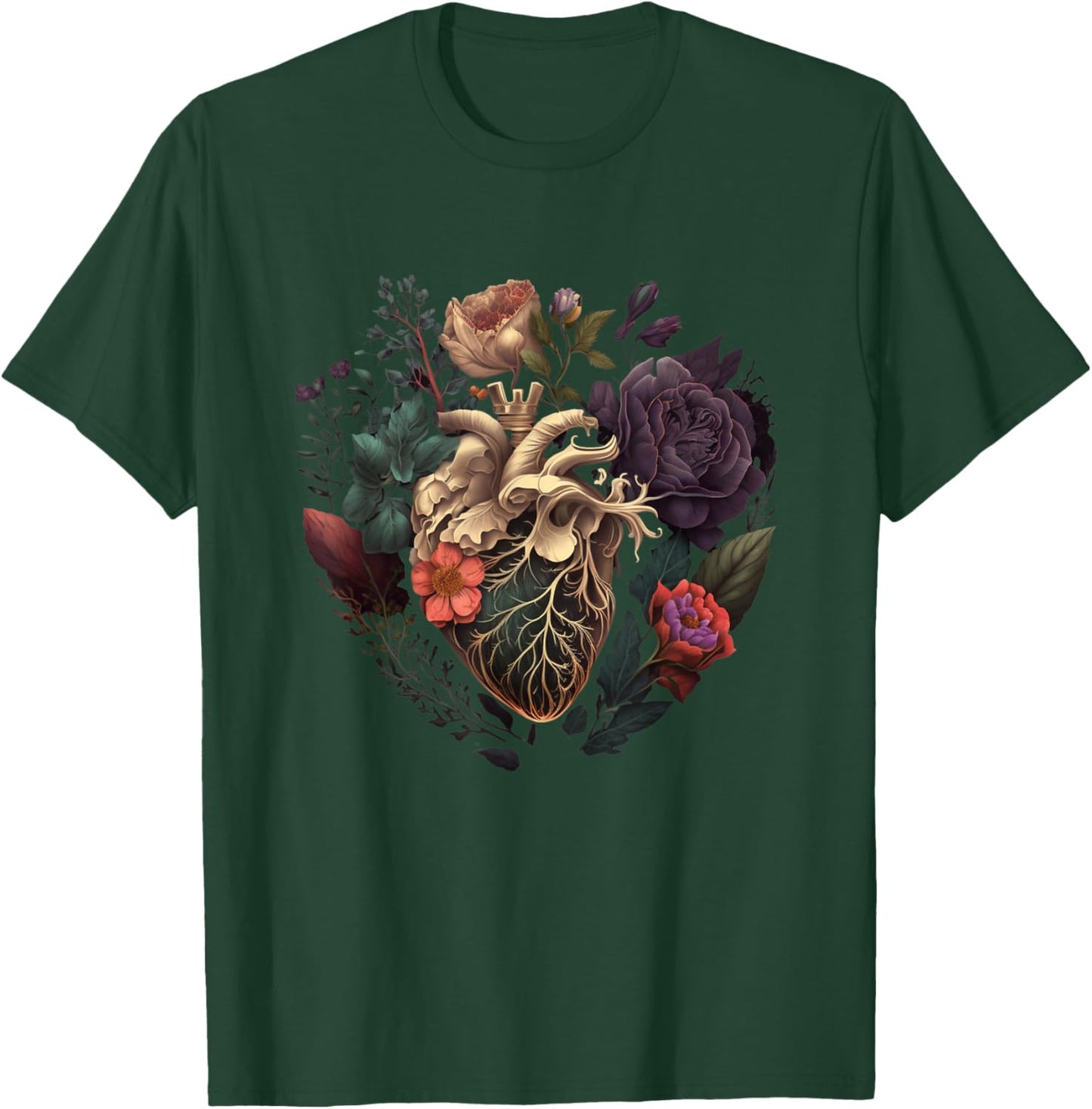 Anatomical Heart and Flowers for Your Love T-Shirt - T-Shirt | Forest