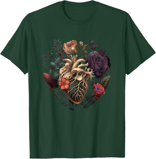 Anatomical Heart and Flowers for Your Love T-Shirt - T-Shirt | Forest