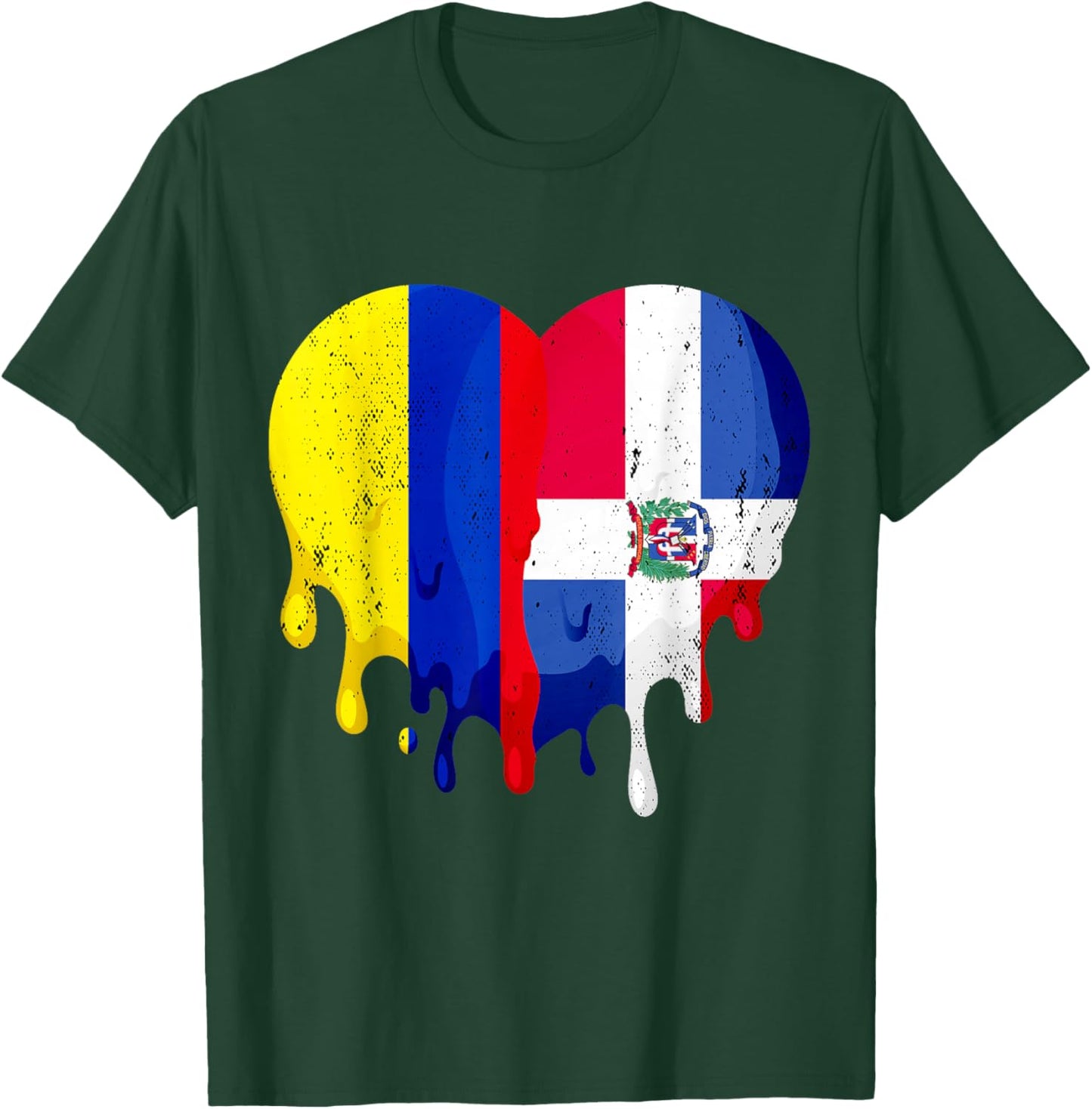 Colombia Dominican Republic Flag Heart Citizen Patriot T-Shirt - T-Shirt | Forest