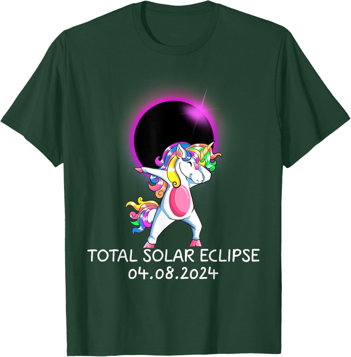 Dabbing Unicorn USA Total Solar Eclipse April 8, 2024 T-Shirt - T-Shirt | Forest