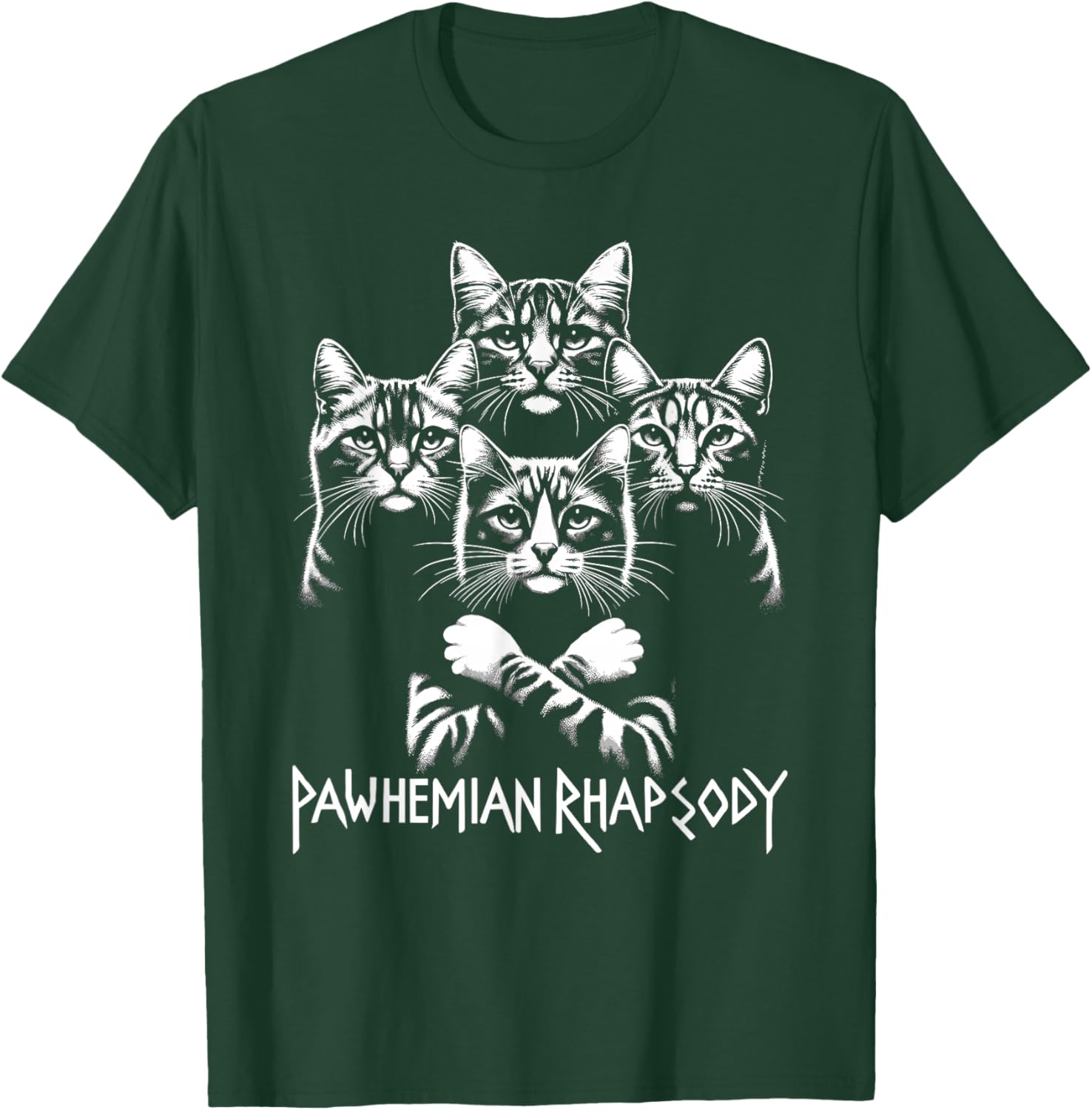 Retro Cat Rock Music Concert Band Men Kids Women Funny Cat T-Shirt - T-Shirt | Forest