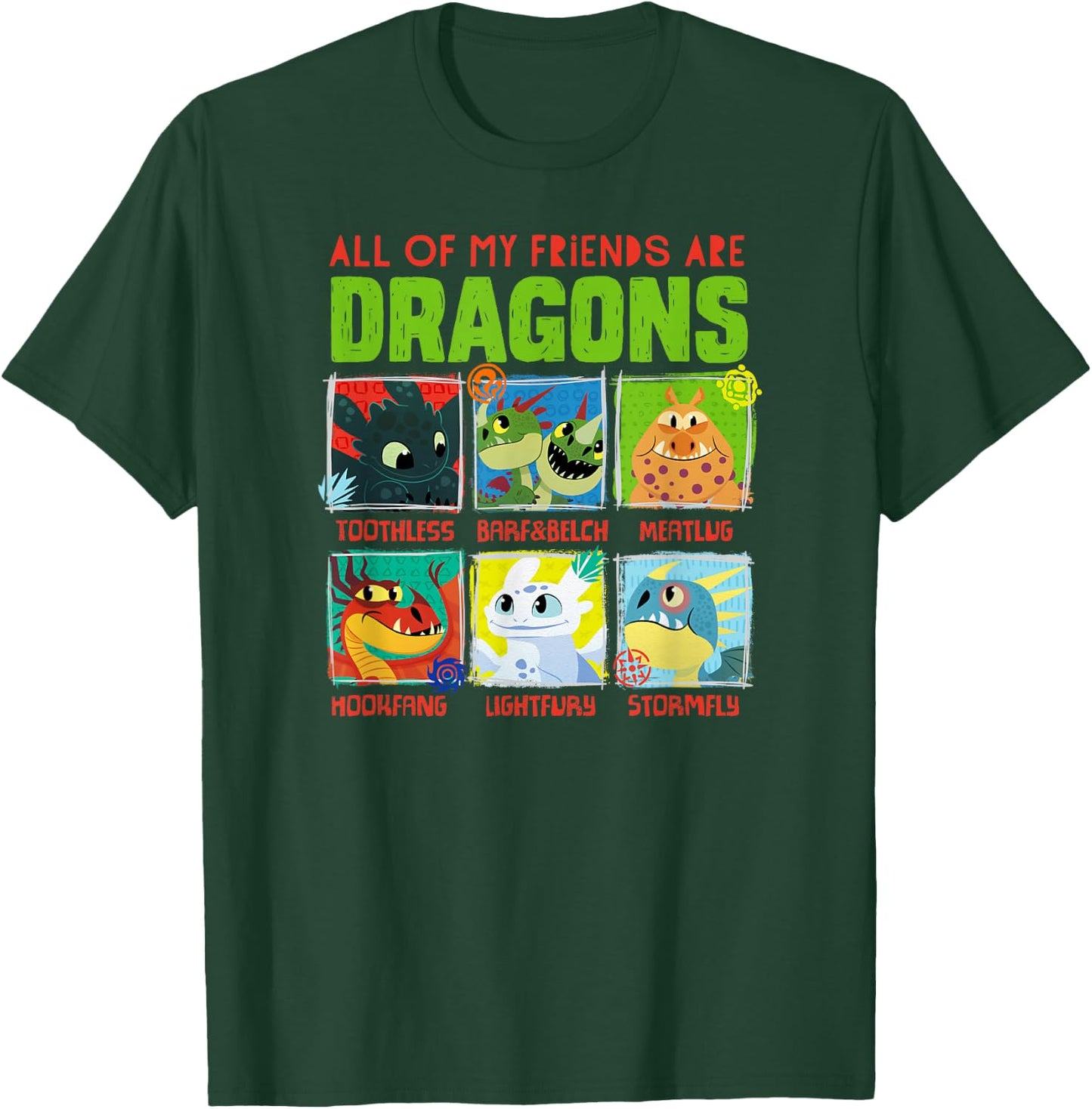 How to Train Your Dragon 3 Hidden World Dragon Friends T-Shirt - T-Shirt | Forest