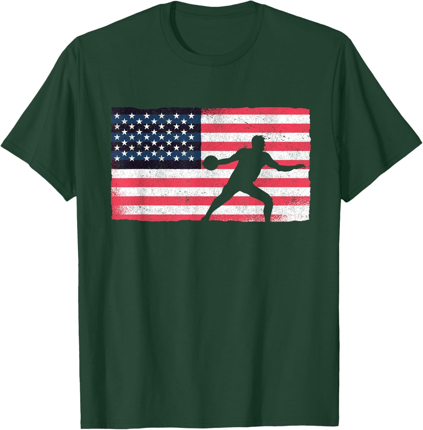 Discus Thrower American Flag Track And Field Throwing Discus T-Shirt - T-Shirt | Forest