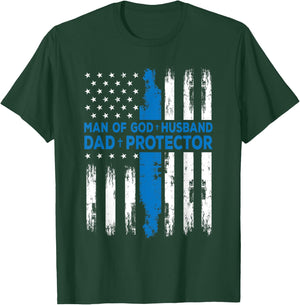 Jesus God Religious Man of God Husband Dad Protector T-Shirt - T-Shirt | Forest