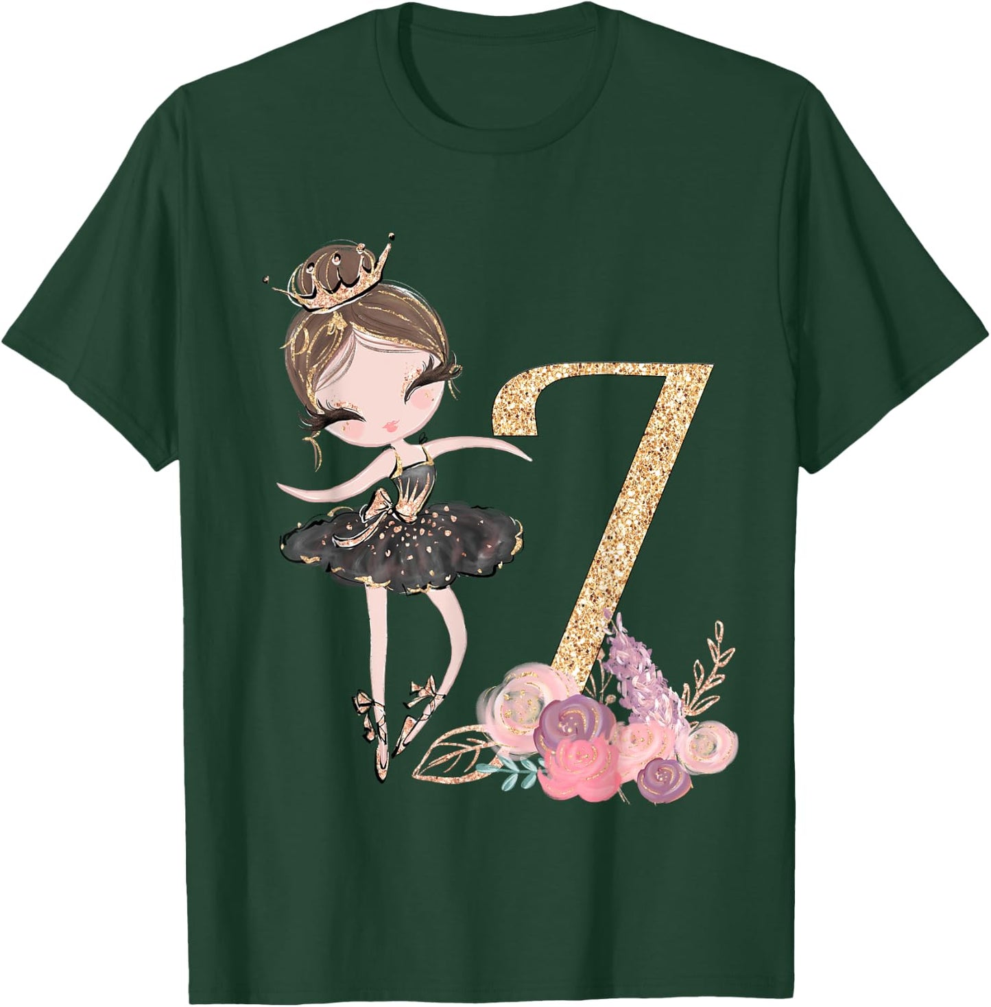 7th Birthday Ballerina Dance School Ballet Tutu Girls Seven T-Shirt - T-Shirt | Forest