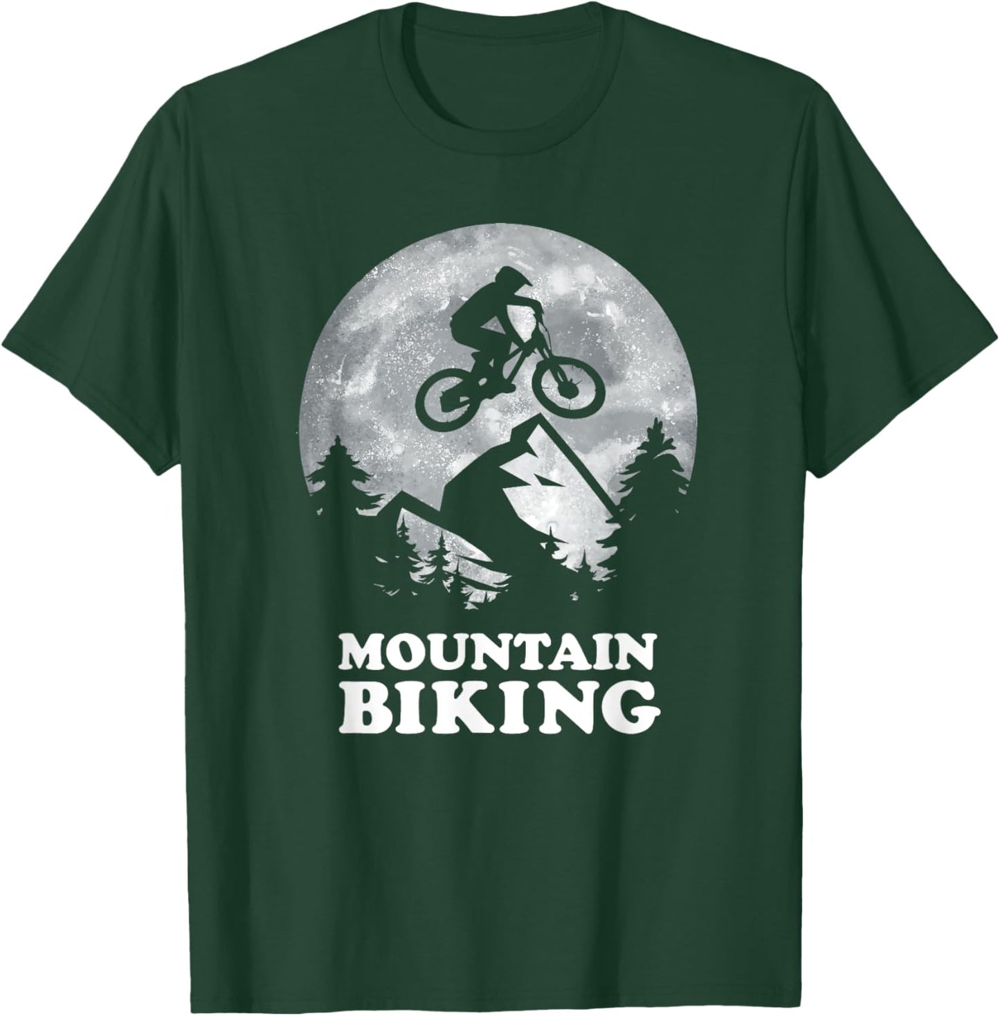 funny men cycling mountain bike MTB moon biking T-Shirt - T-Shirt | Forest
