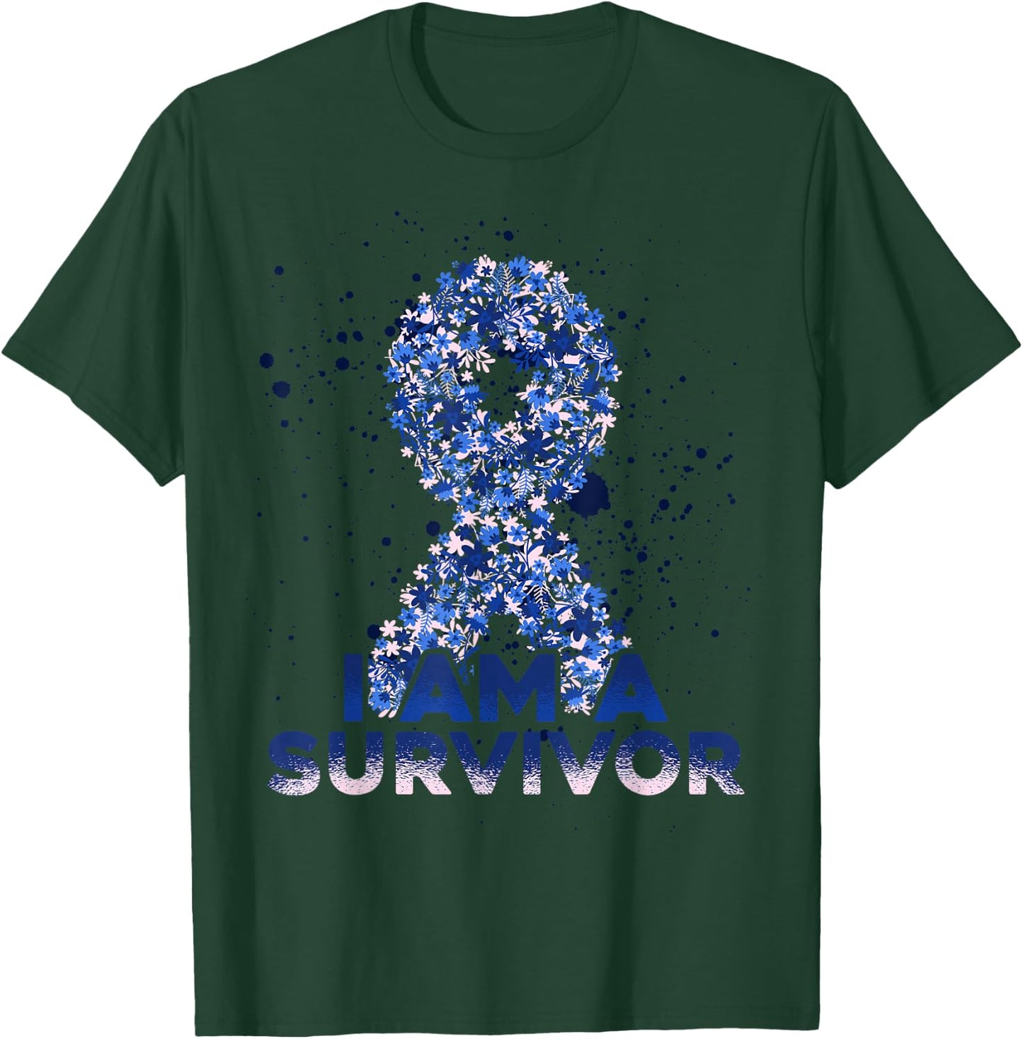 Blue Ribbon Colon Cancer Survivor T-Shirt - T-Shirt | Forest