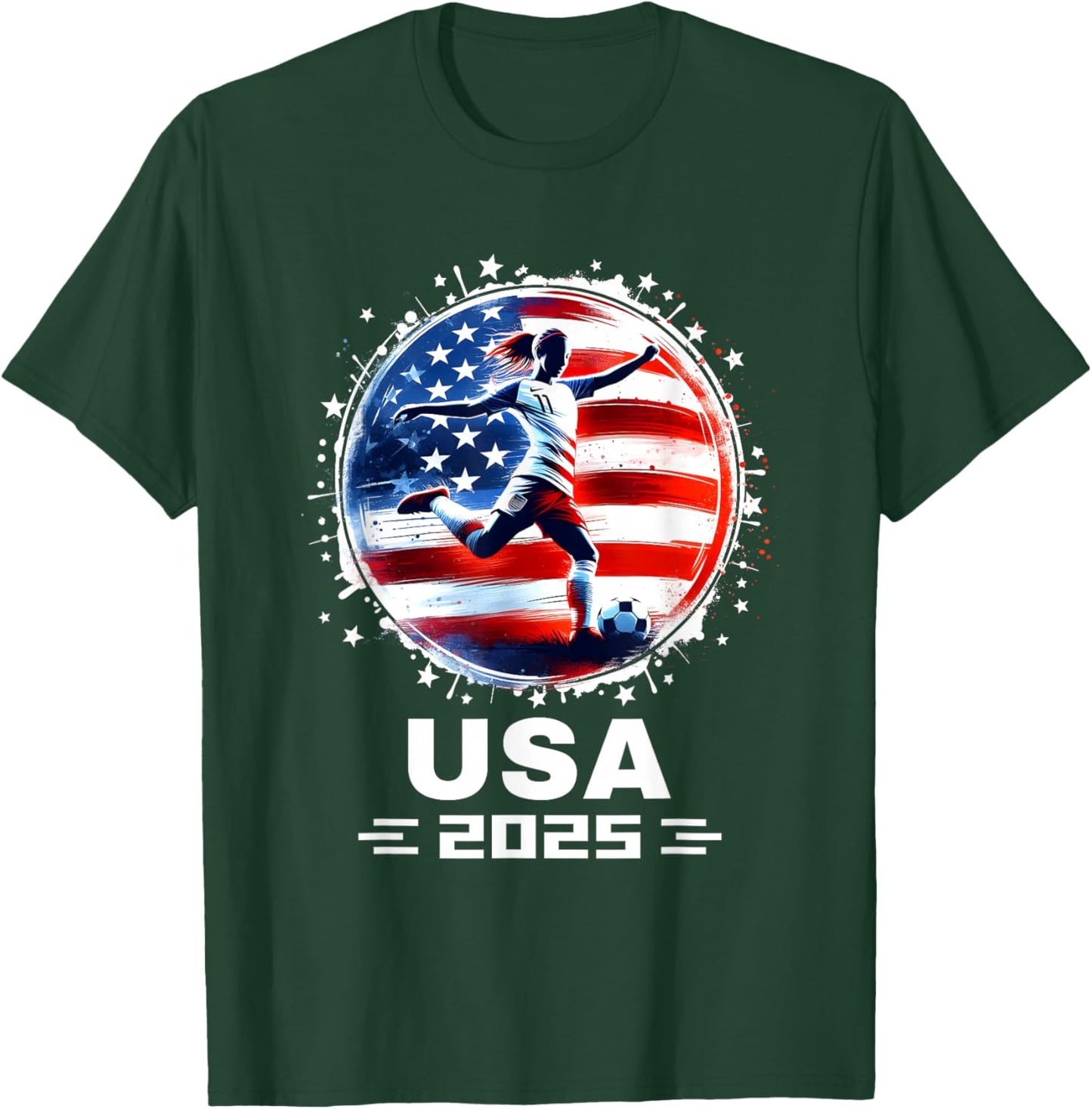 Soccer American Flag Soccer Apparel Soccer 2025 T-Shirt - T-Shirt | Forest