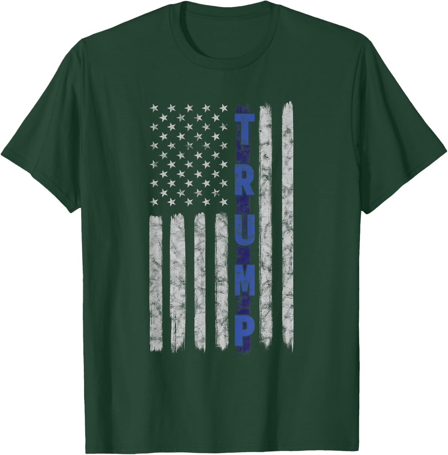 Police Thin Blue Line Trump American Flag USA T-Shirt - T-Shirt | Forest