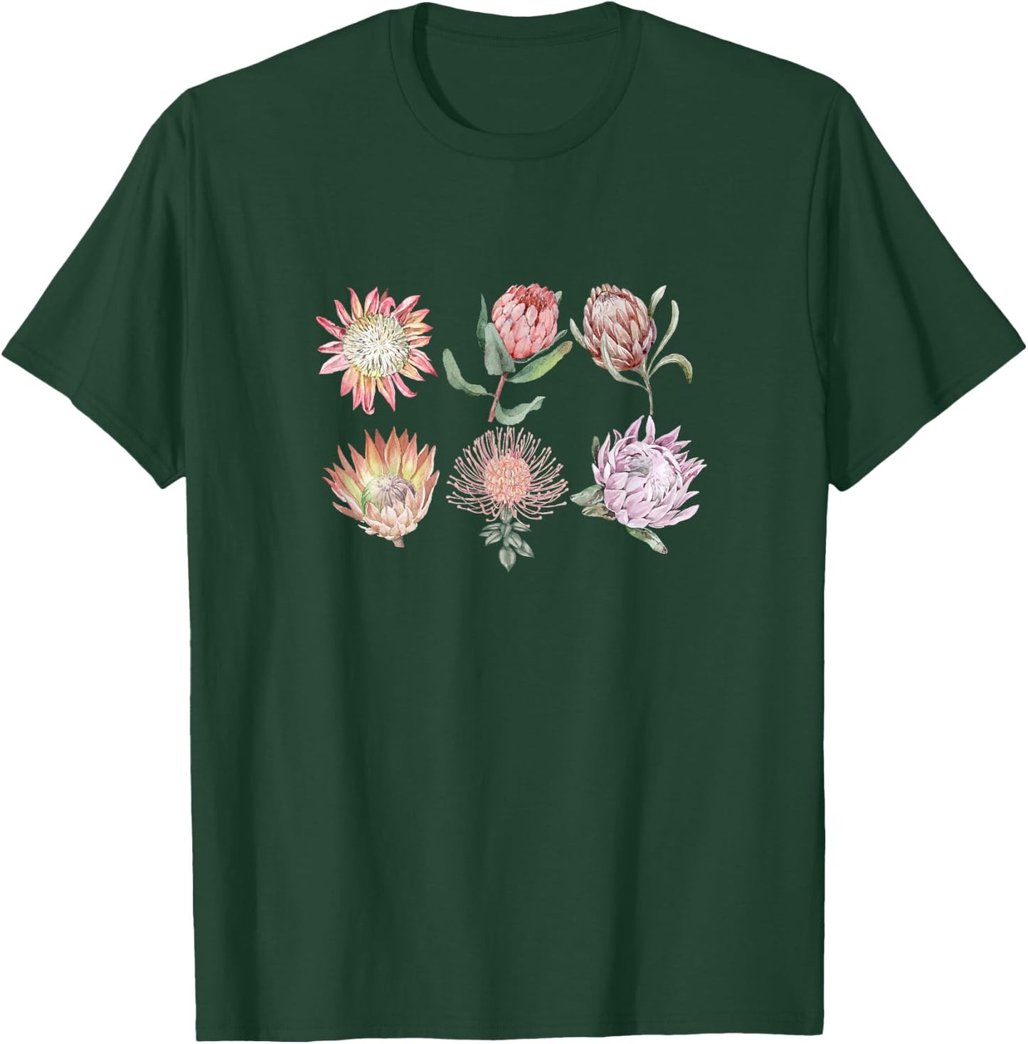 Protea Flower Botanical | Floral Nature T-Shirt - T-Shirt | Forest
