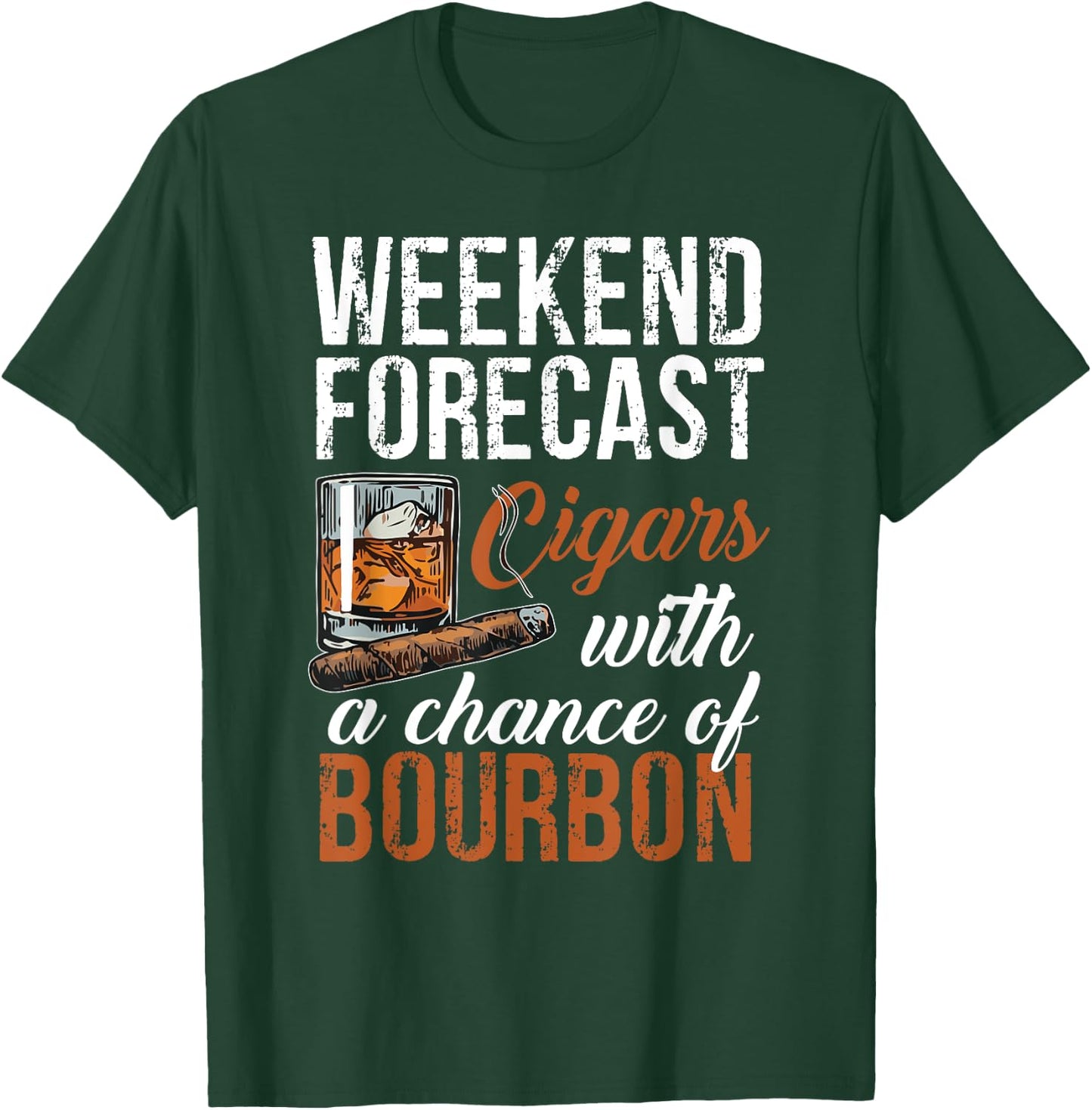 Cool Shirt For Cigars And Bourbon Lover Grandpa Men's Black Small Modern Letter Print T-Shirt - T-Shirt | Forest