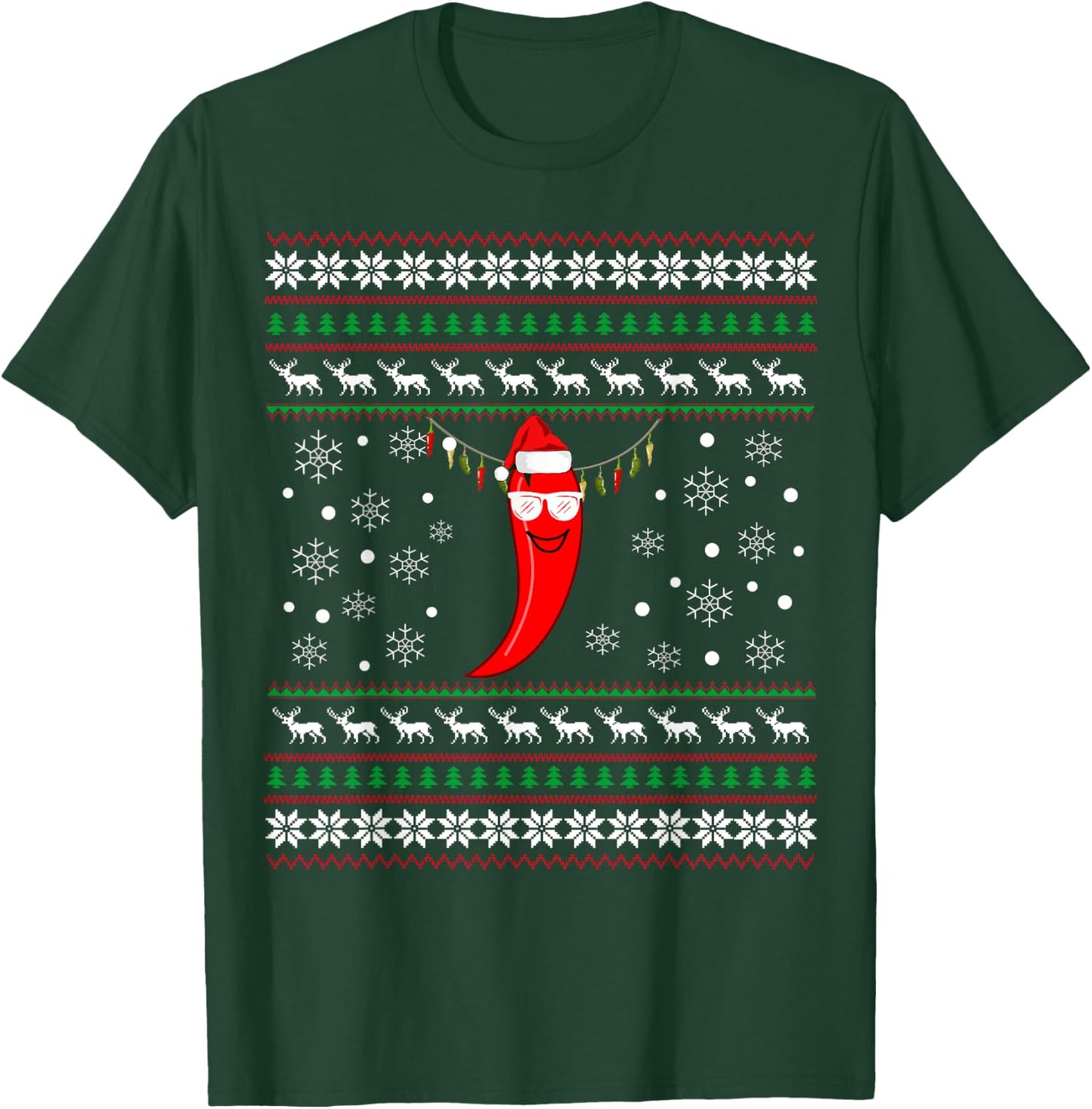 Pepper Chili Christmas Shirt- Chili Ugly Xmas Gift T-Shirt - T-Shirt | Forest