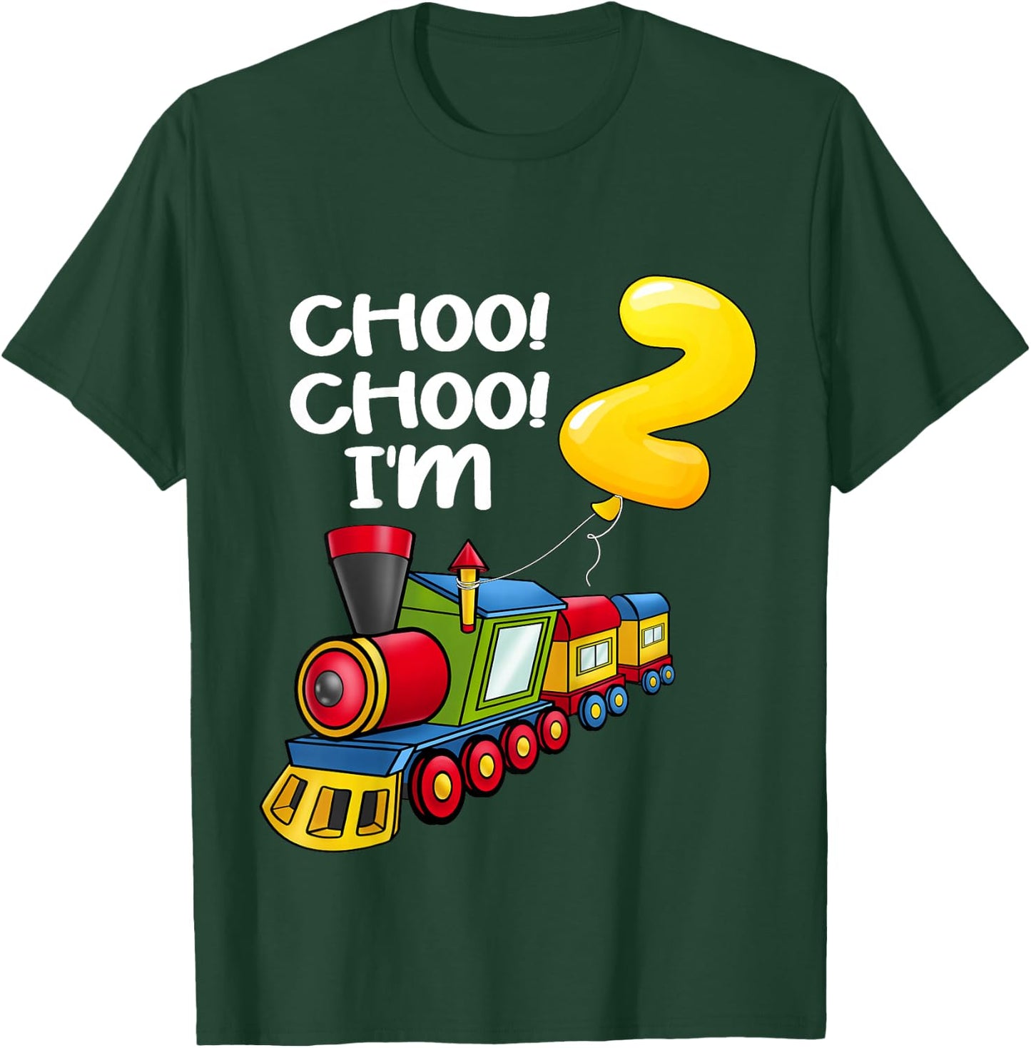 Kids Choo Choo I'm 2 Years Old Locomotive Boys Train 2nd Birthday T-Shirt - T-Shirt | Forest