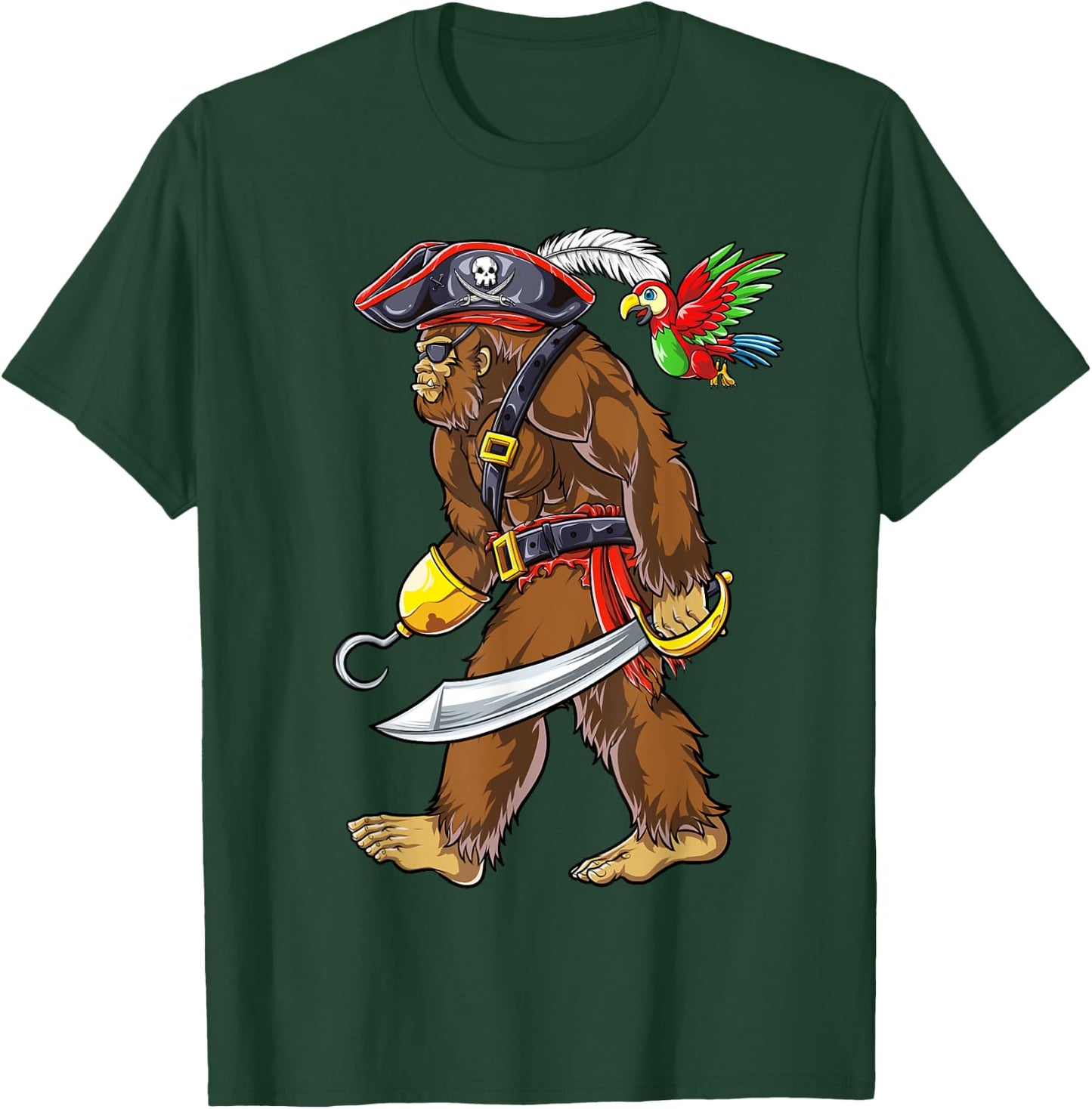 Bigfoot Pirate Jolly Roger Costume Men Kids Boys Sasquatch T-Shirt - T-Shirt | Forest