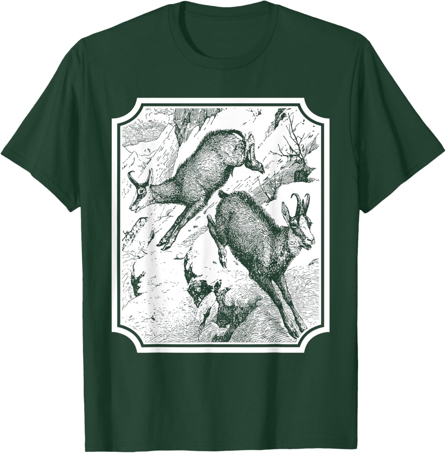 Gemse Gams Wild Gämse Alpen Tier Vintage Retro süß Abbildung T-Shirt - T-Shirt | Forest
