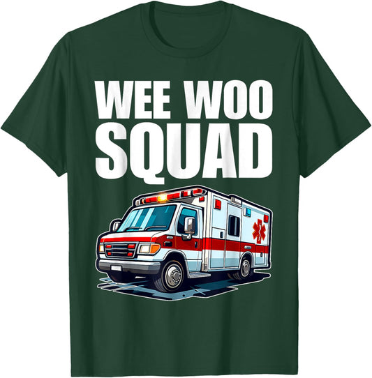 Wee Woo Squad Funny Ambulance EMT Humor For Kids T-Shirt - T-Shirt | Forest