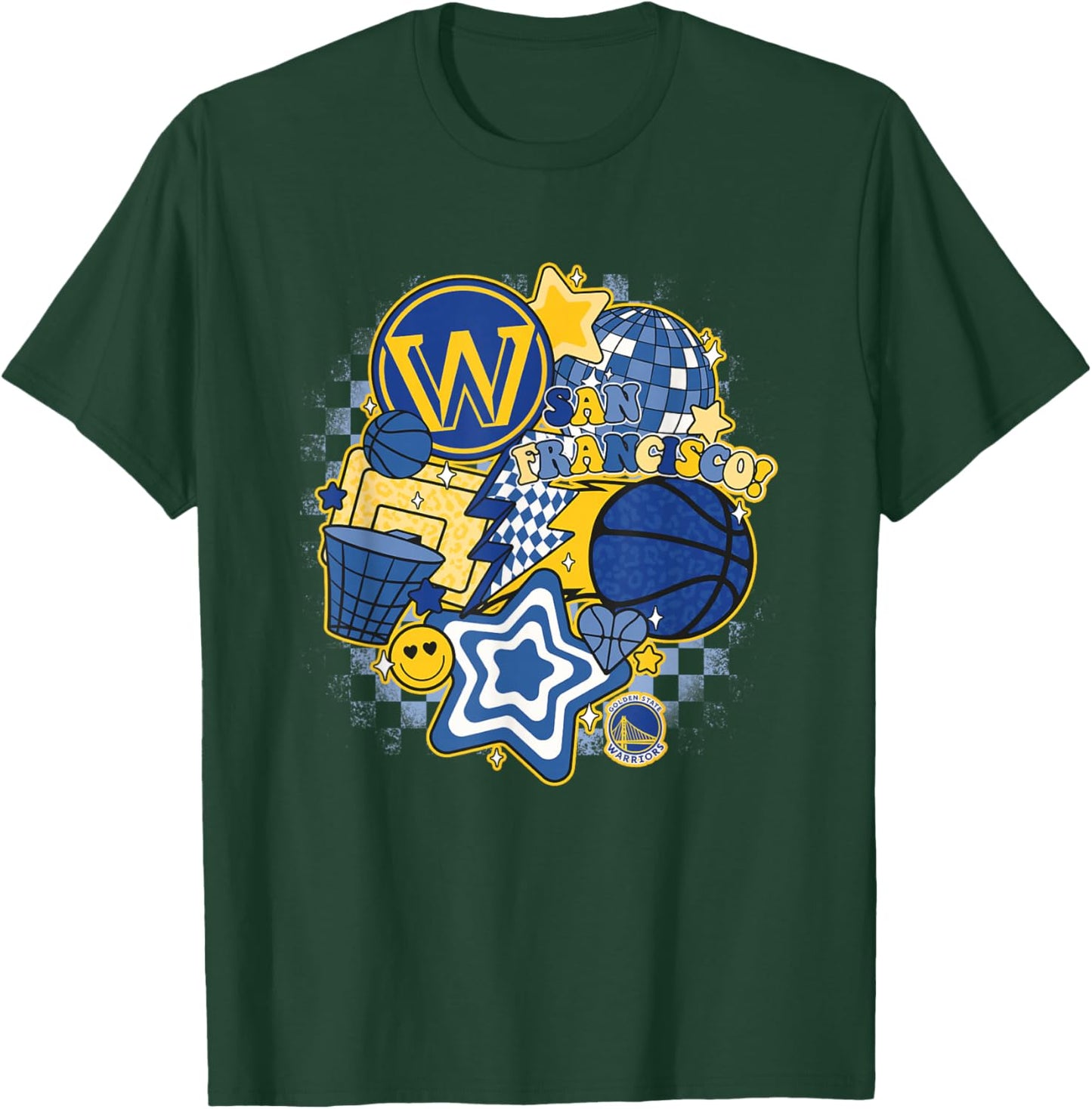 NBA Golden State Warriors Psychedelic Basketball Collage T-Shirt - T-Shirt | Forest