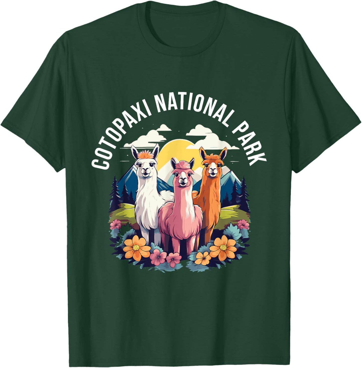 Cotopaxi National Park Cute Llama Gang Mountains Souvenir T-Shirt - T-Shirt | Forest