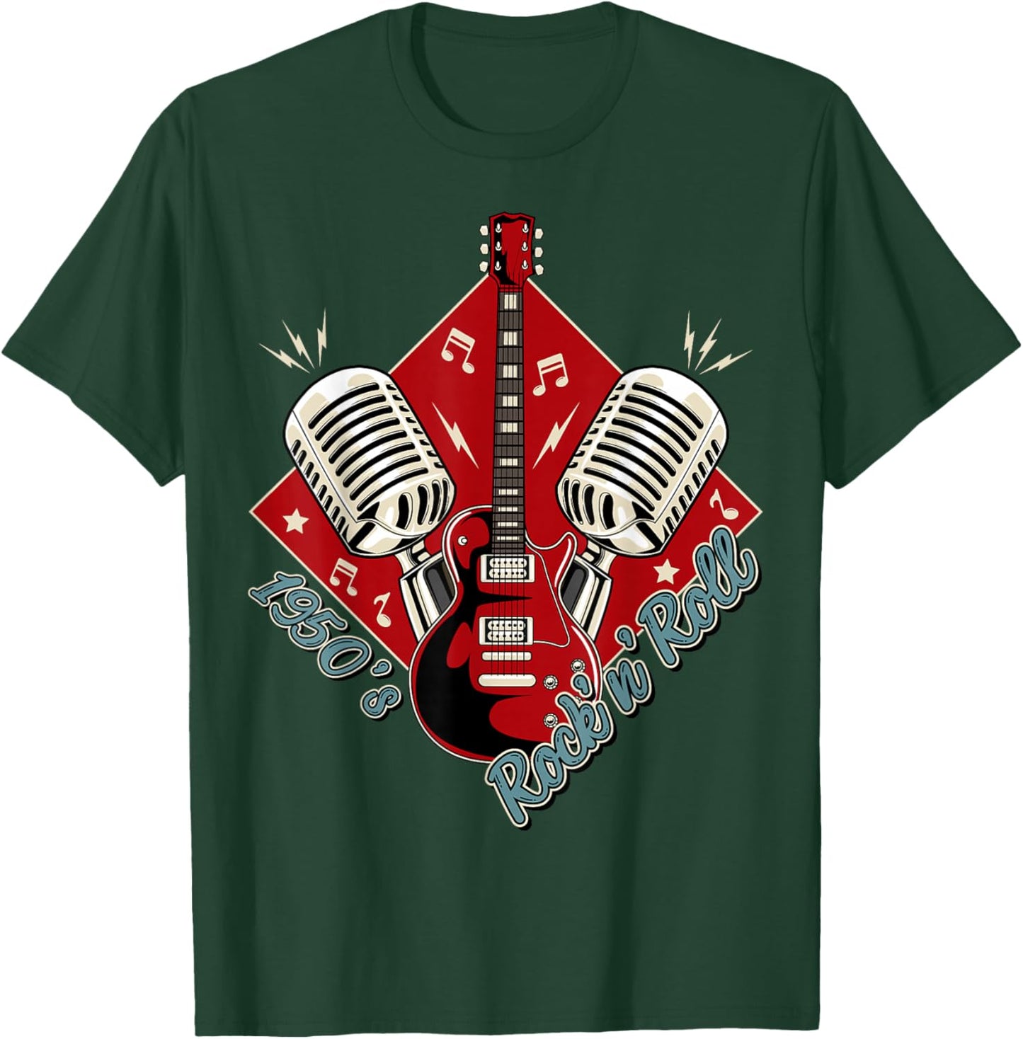 50s Rockabilly Clothing 1950s Sock Hop Swing Greaser Rocker T-Shirt - T-Shirt | Forest