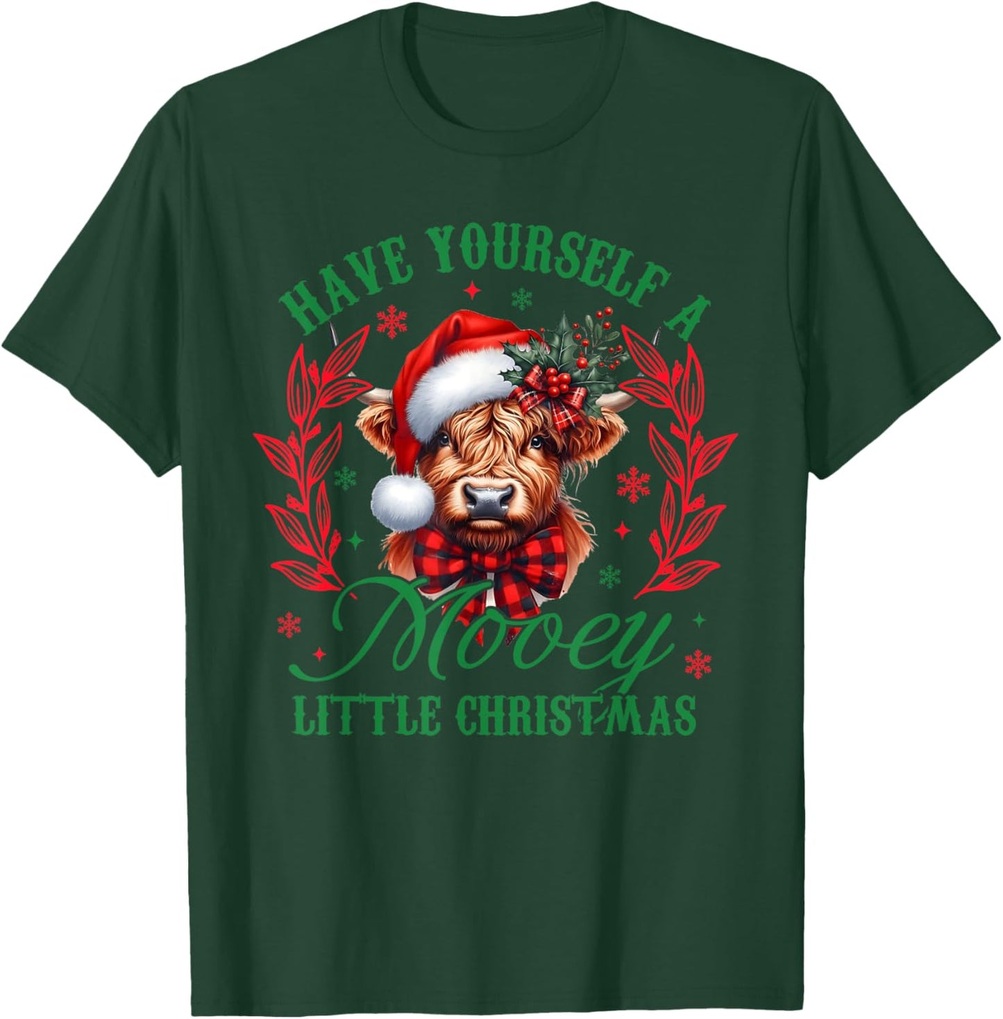 Have Yourself A Mooey Little Christmas Funny Cow Santa Women T-Shirt - T-Shirt | Forest