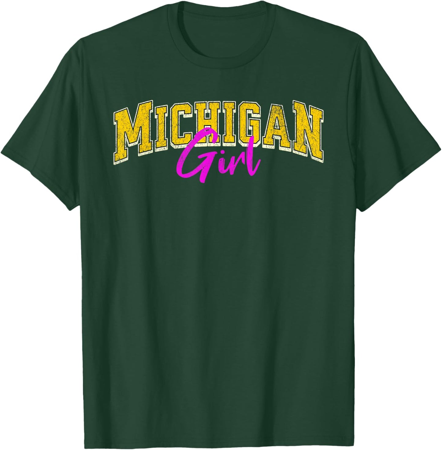 Vintage Michigan Girl Retro Pink Michigan Women and Girls T-Shirt - T-Shirt | Forest