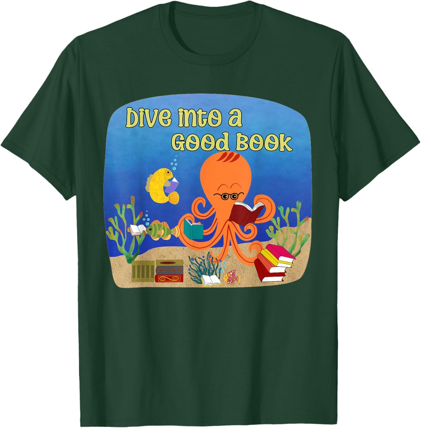Dive into a Good Book Reading Pun T-Shirt - T-Shirt | Forest