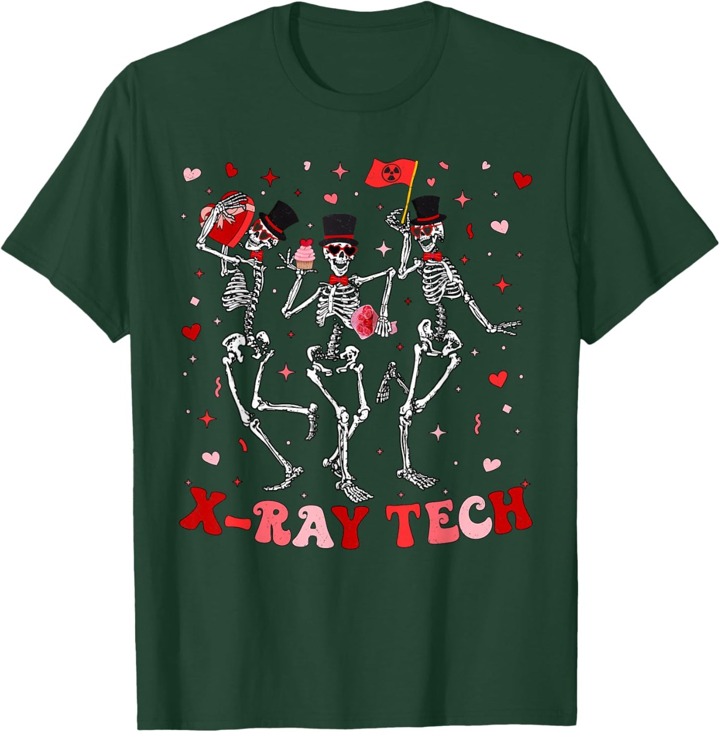 Dancing Skeleton Radiology Valentines RAD Tech X-ray Tech T-Shirt - T-Shirt | Forest