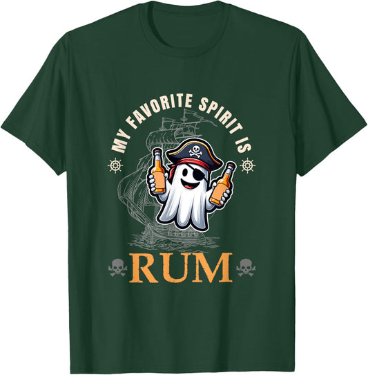 My Favorite Spirit Is Rum Funny Halloween Ghost Drinking T-Shirt - T-Shirt | Forest