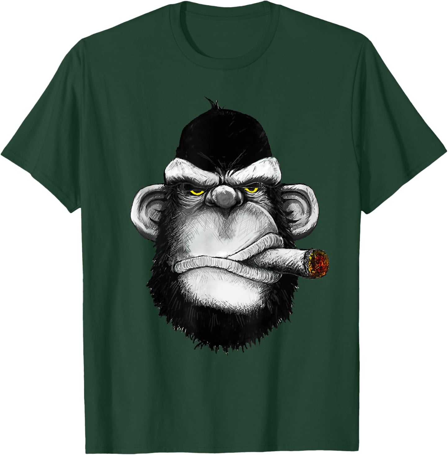 Monkey Smoking Cigar Weed T-Shirt - T-Shirt | Forest