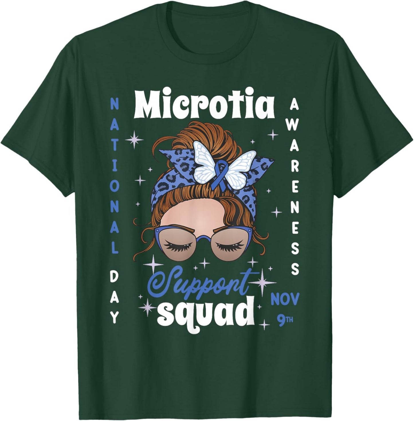Microtia Awareness Day 2023 Blue Ribbon Family Support Fight T-Shirt - T-Shirt | Forest