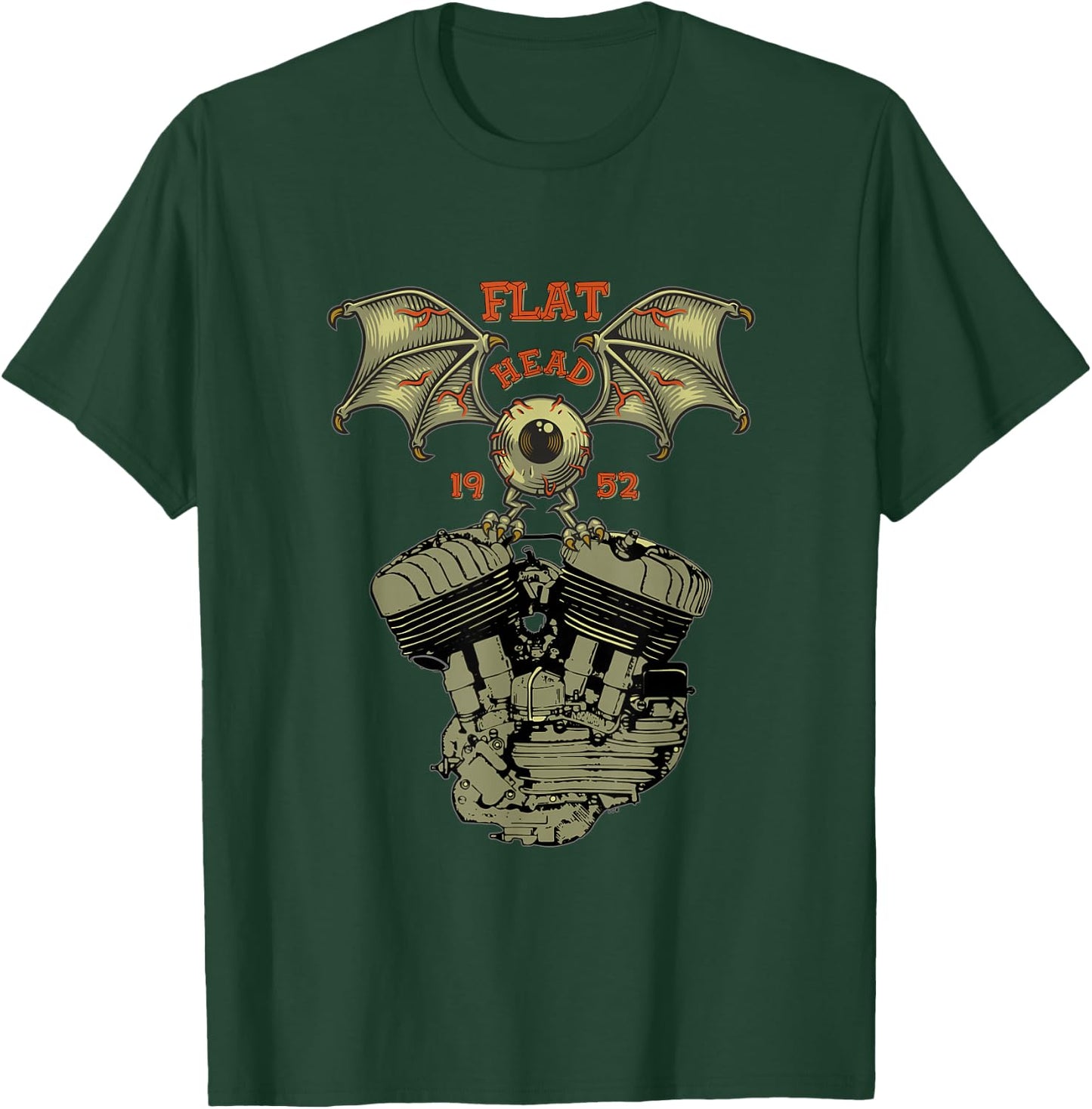 Retro HD Flathead Flying Eyeball Vtwin Motorcycle Gear 1952 T-Shirt - T-Shirt | Forest