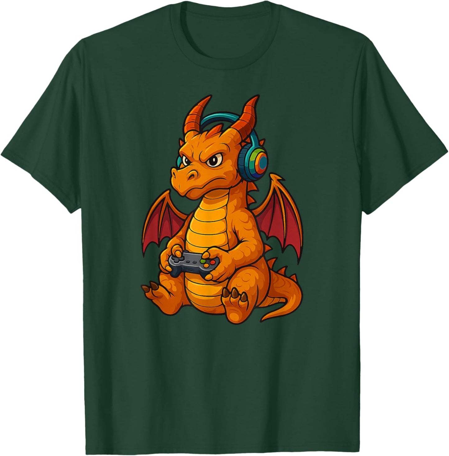 Orange Dragon Gamer Gaming Retro Videogames Boys Girls Kids T-Shirt - T-Shirt | Forest