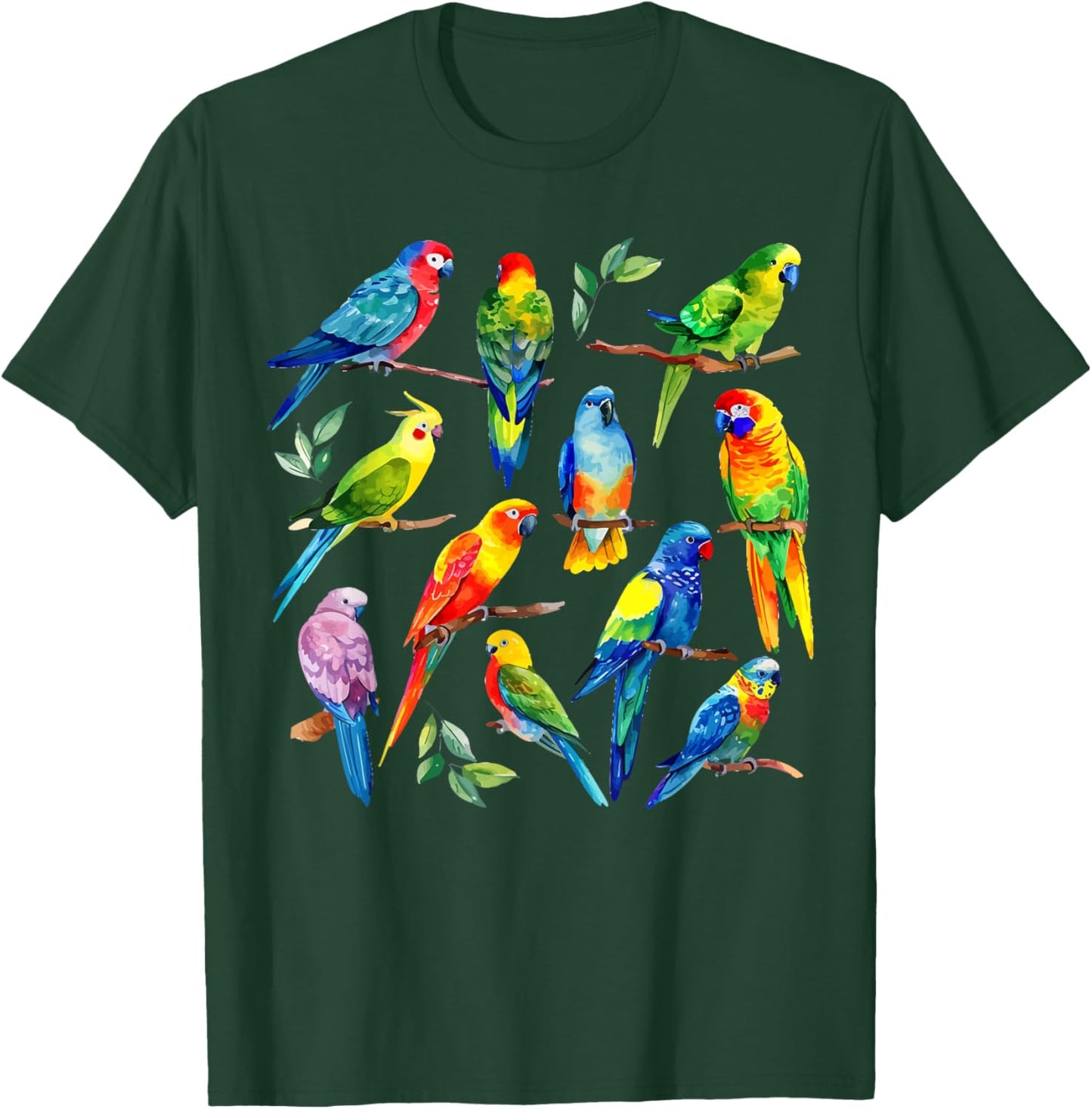 Colorful Parrot Watercolor T-Shirt - T-Shirt | Forest
