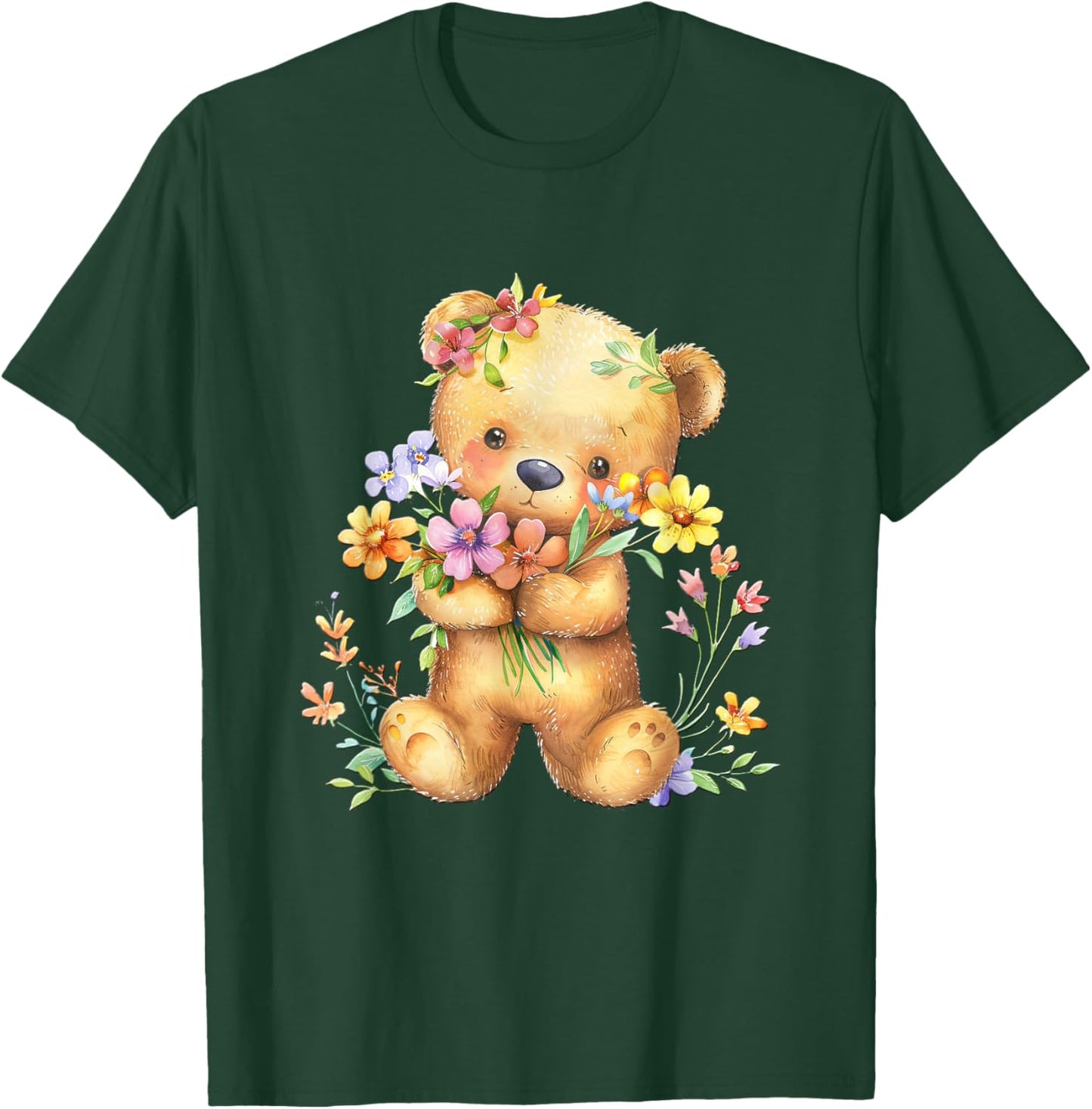 Baby Bear with Flowers Cute Lil Bears Snugglebear Daughter T-Shirt - T-Shirt | Forest