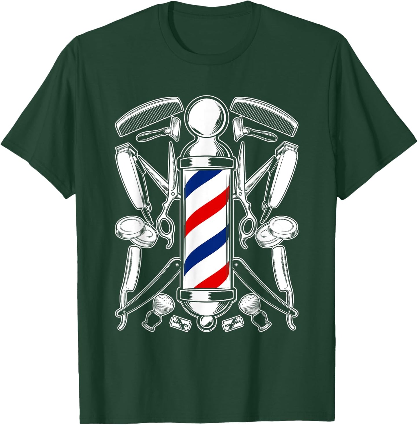 Funny Barber Barbershop Pole Tools Hairstylist T-Shirt - T-Shirt | Forest