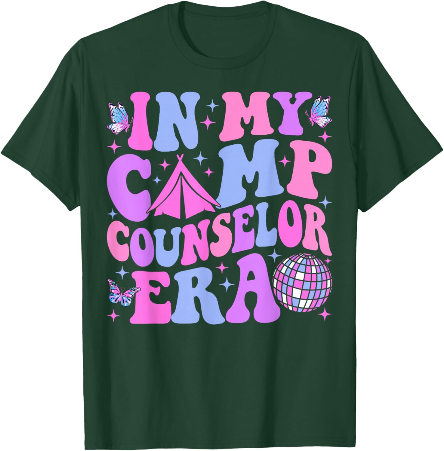 in My Camp Counselor Era Groovy Summer Camp Counselor T-Shirt - T-Shirt | Forest