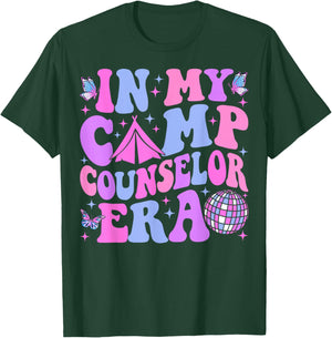 in My Camp Counselor Era Groovy Summer Camp Counselor T-Shirt - T-Shirt | Forest